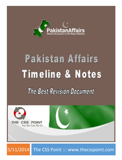 CSS Pakistan Affairs Timeline and Notes PDF